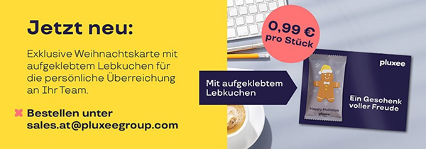 Pluxee Geschenk Benefit wird beworben mit dem Text: Gut zu wissen - in Jubiläumsjahren steuerfrei bis €372 pro Person.